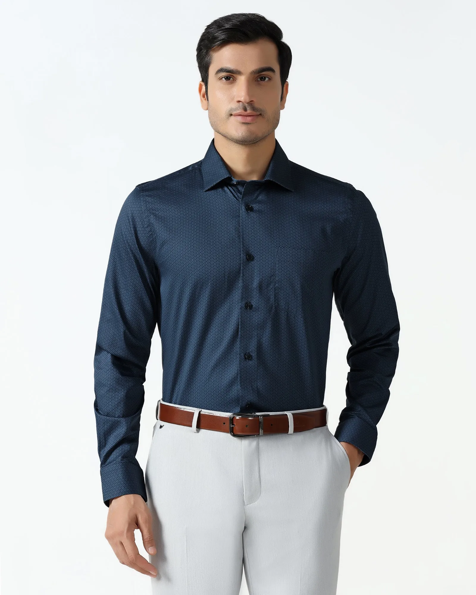 Holiday Style bohemian flair Navy Printed Shirt - Radio