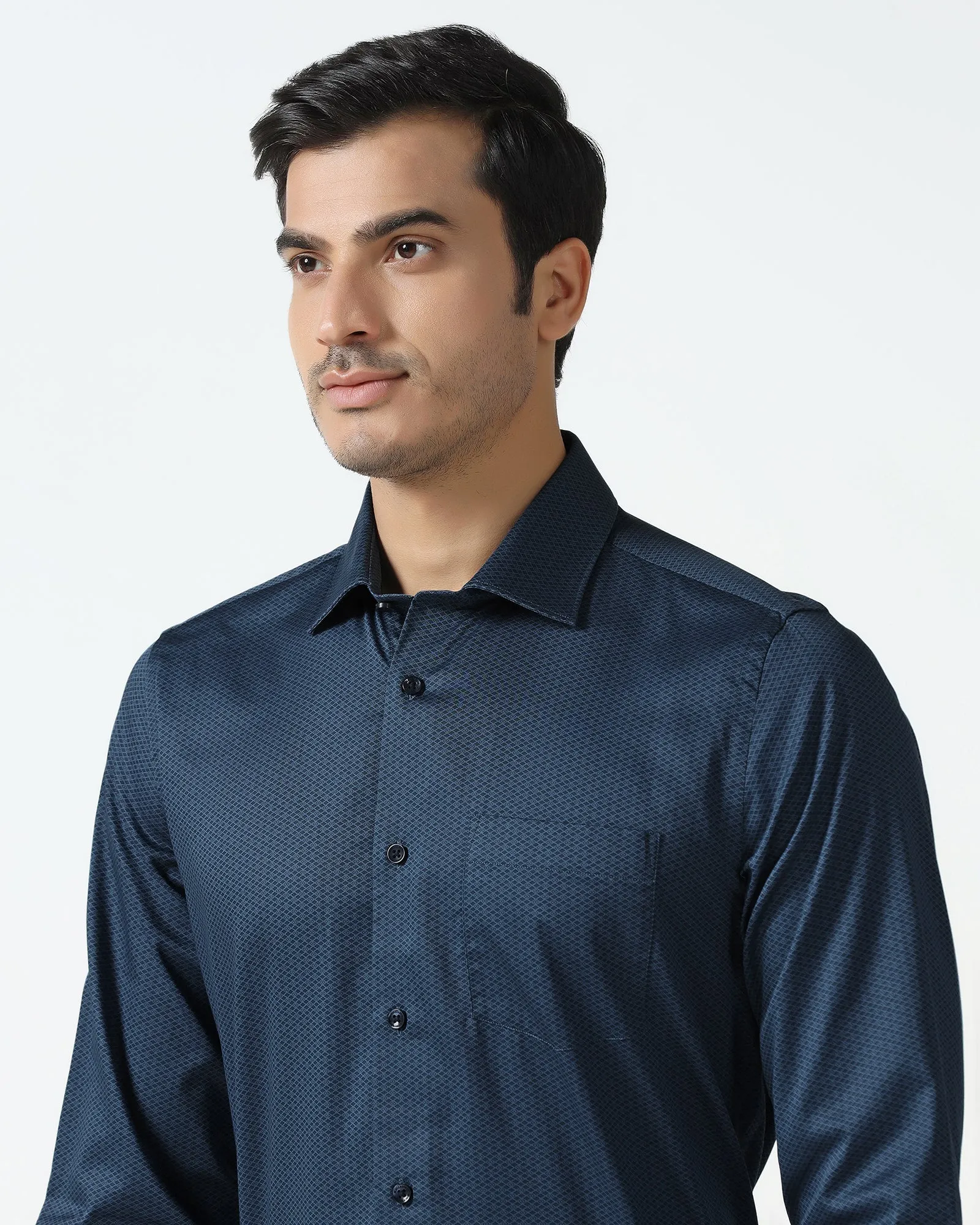 Navy Printed Shirt - Radio Fall Fashion