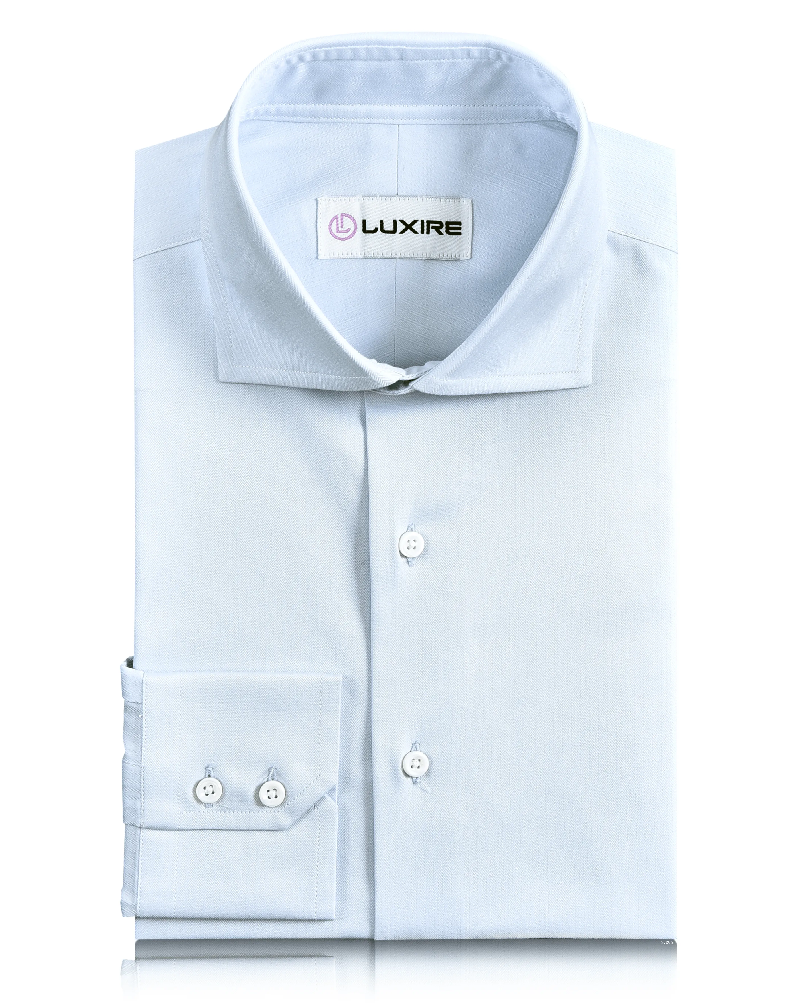 Fitted Design Pale Blue Herringbone Shirt