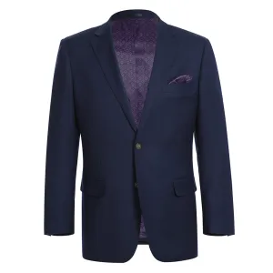 Weekend Style Alessandro Vitello by Renoir Dark Navy Classic Fit Notch Lapels Solid Blazer 561-6