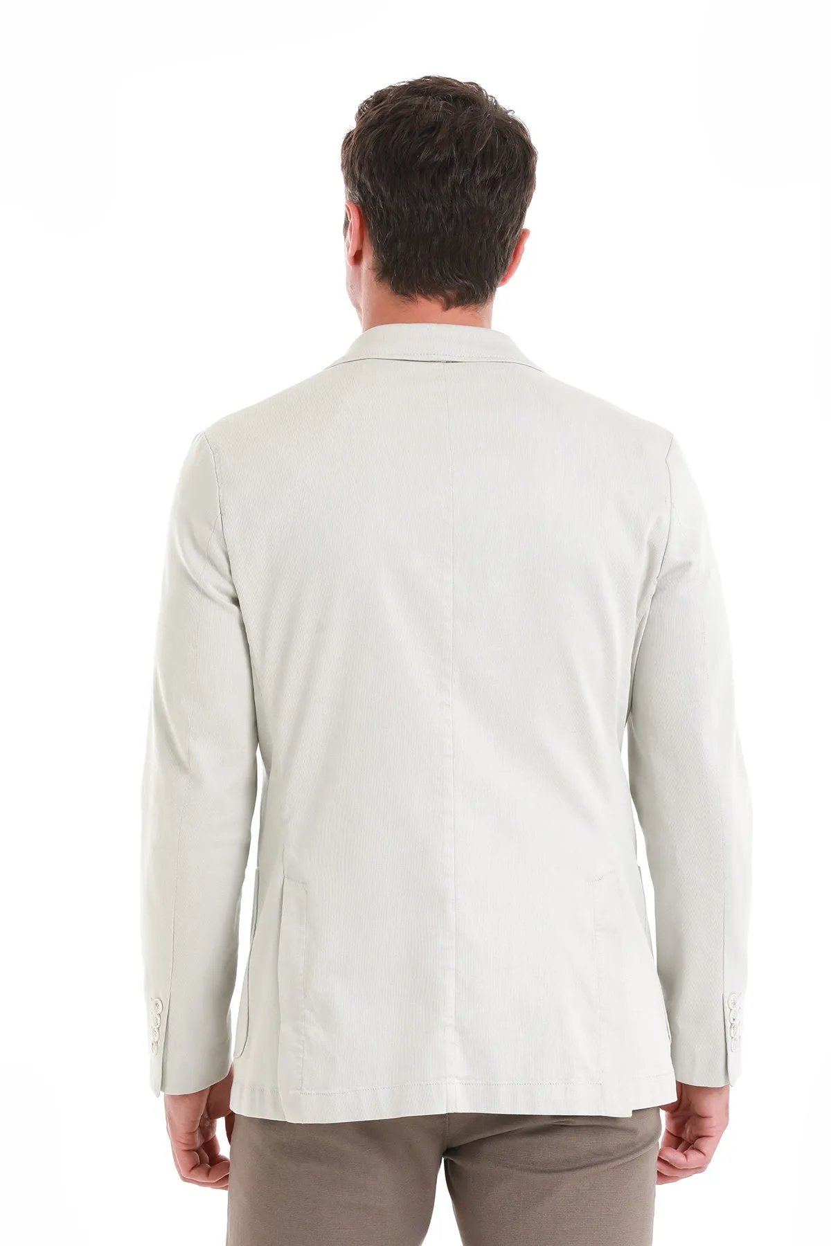 Comfort Fit Cotton Blend Light Gray Classic Blazer Insulated Layer