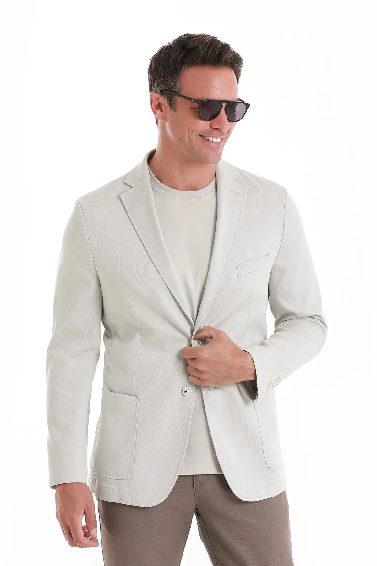 Rain Guard Collapsible Packable Design Comfort Fit Cotton Blend Light Gray Classic Blazer