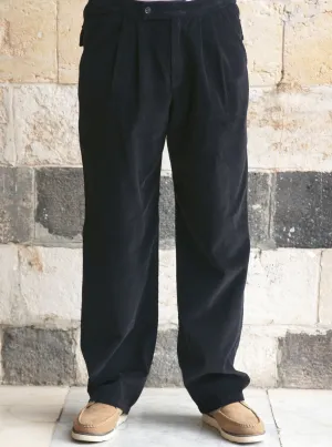 Corduroy Trousers with Pleats High Density Weave Relaxed Fit