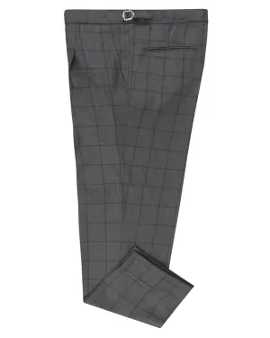 Drago: Super 160s Charcoal Checks Quick Layer Elastic Free Cuffs