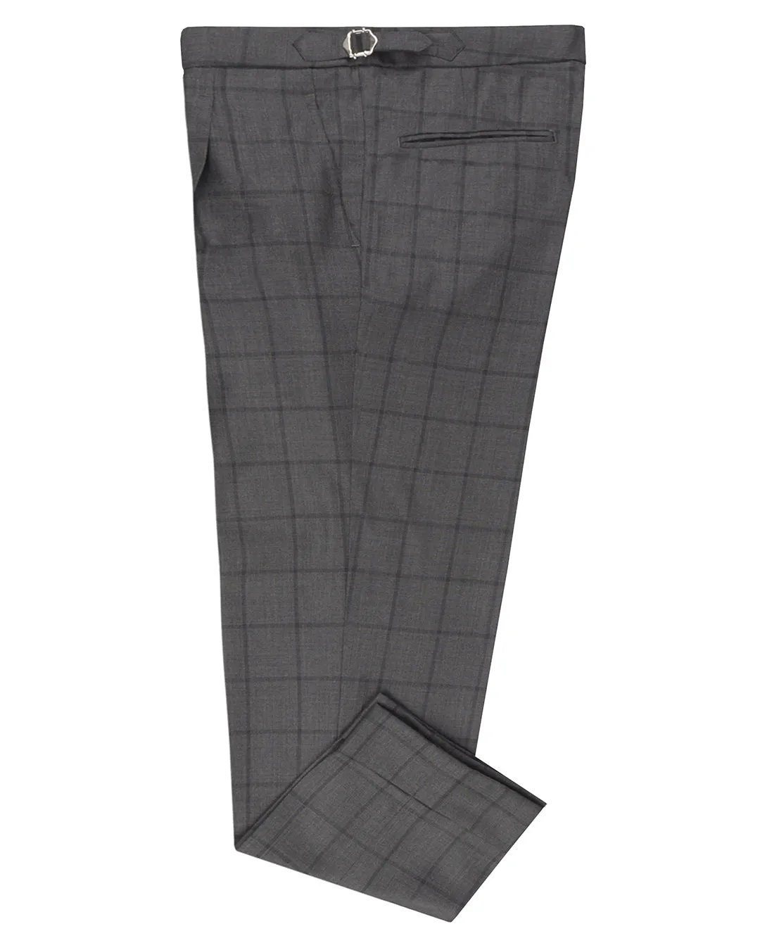 Drago: Super 160s Charcoal Checks Quick Layer Elastic Free Cuffs