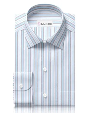 Flexible Mobility Subtle patterns Oxford: Shades of Blue Stripes Shirt