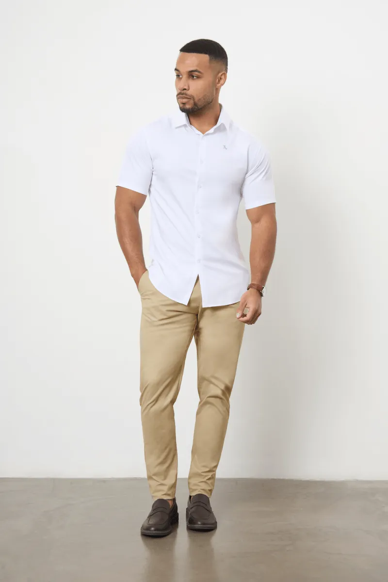 Body Sculpting Versatile Wearable Athletic Fit Cotton Stretch Chino Pants in Dark Stone