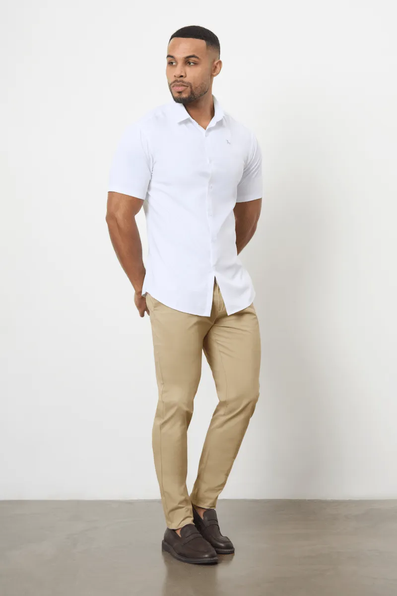 Athletic Fit Cotton Stretch Chino Pants in Dark Stone Soft Stretch Minimalist Look