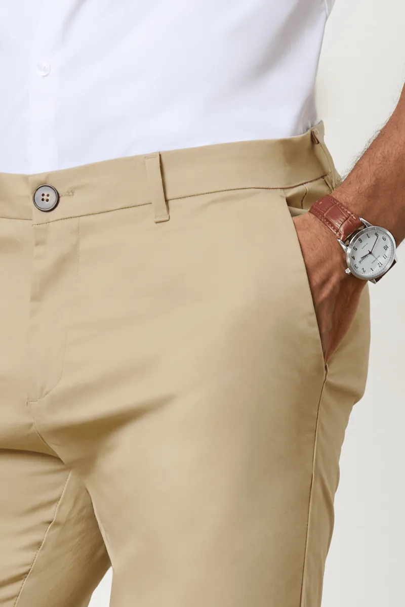 Athletic Fit Cotton Stretch Chino Pants in Dark Stone Fashionable Look Flattering Look