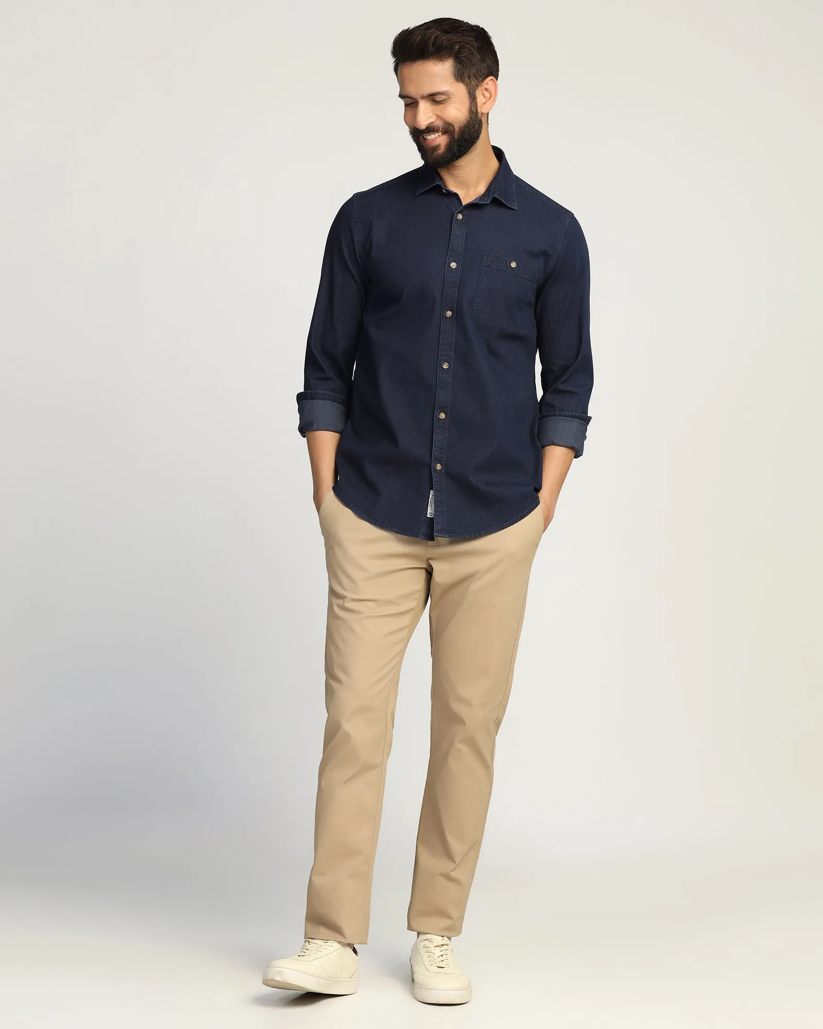 Multipurpose Utility Casual Indigo Solid Shirt - Carson