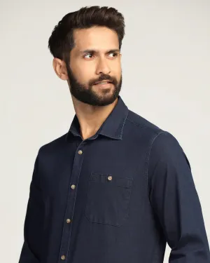 Moisture Wicking Layer Lightweight Comfort Casual Indigo Solid Shirt - Carson