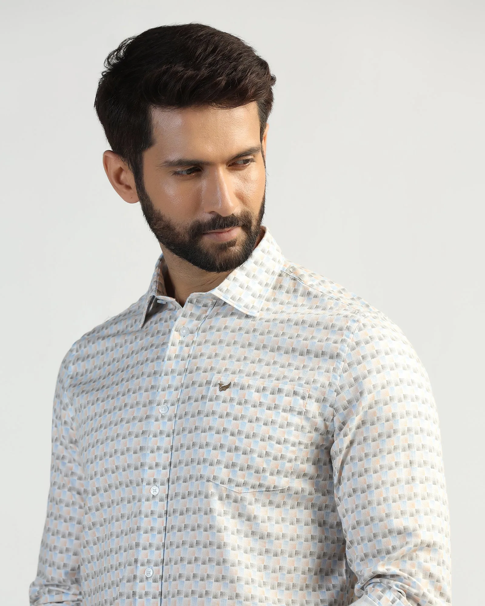 Artistic Design Casual Beige Printed Shirt - Felip