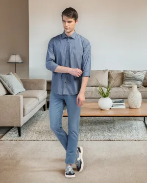 Printed design Casual Indigo Textured Shirt - Orion