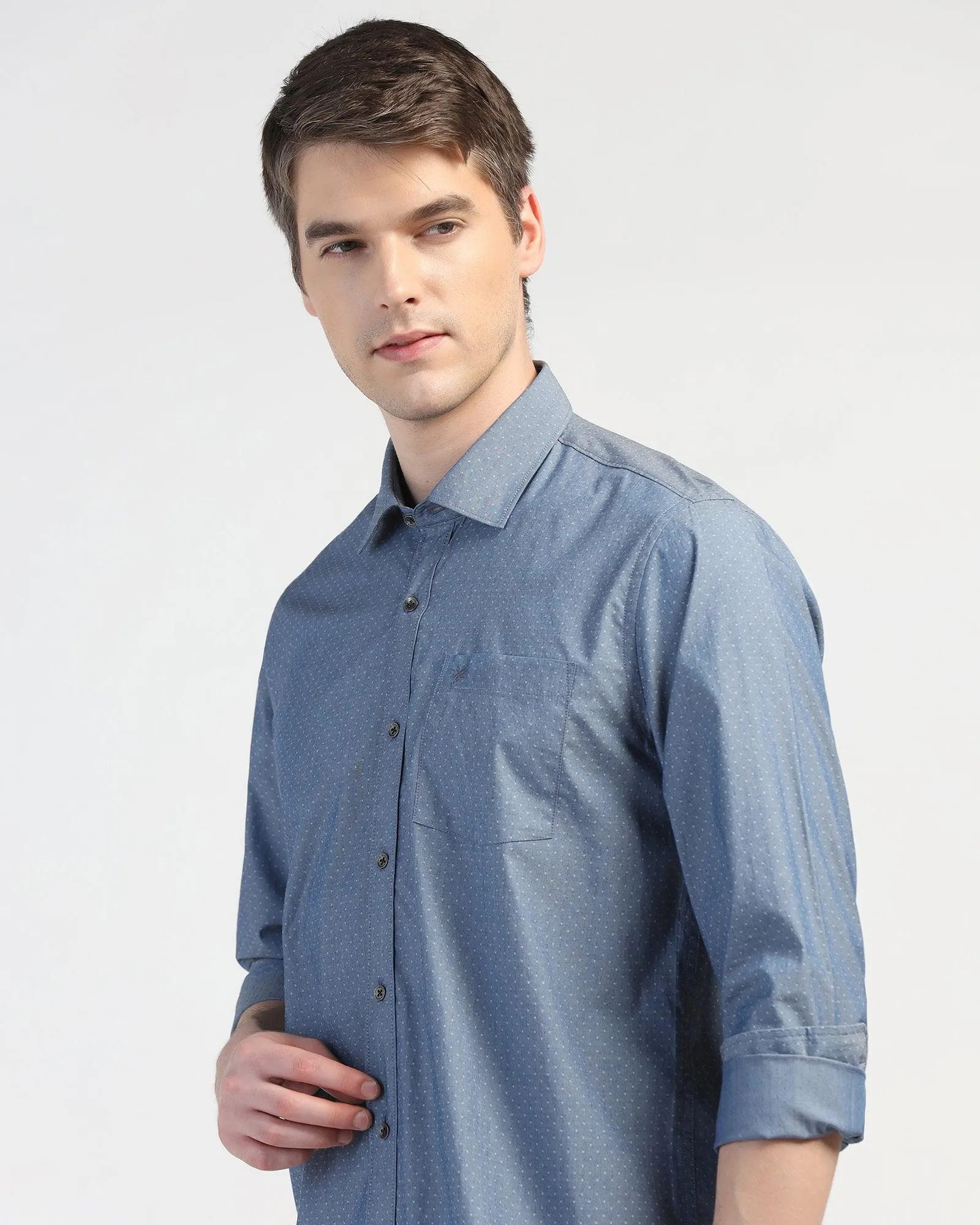 Casual Indigo Textured Shirt - Orion Flexible Material Trendsetting