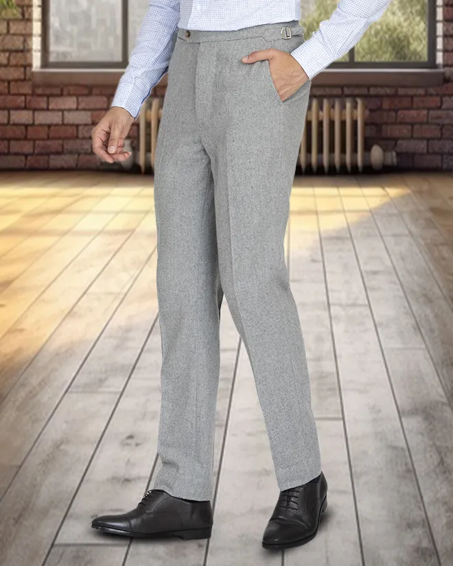EZS Grey Wool Flannel Pant Timeless Comfort Fit