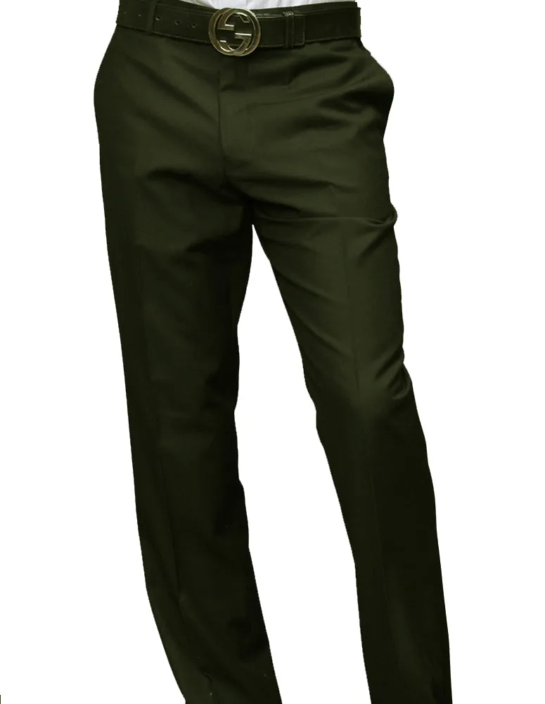 Layer-Friendly Fit Body Aligned OLIVE MODERN FIT FLAT FRONT DRESS PANTS
