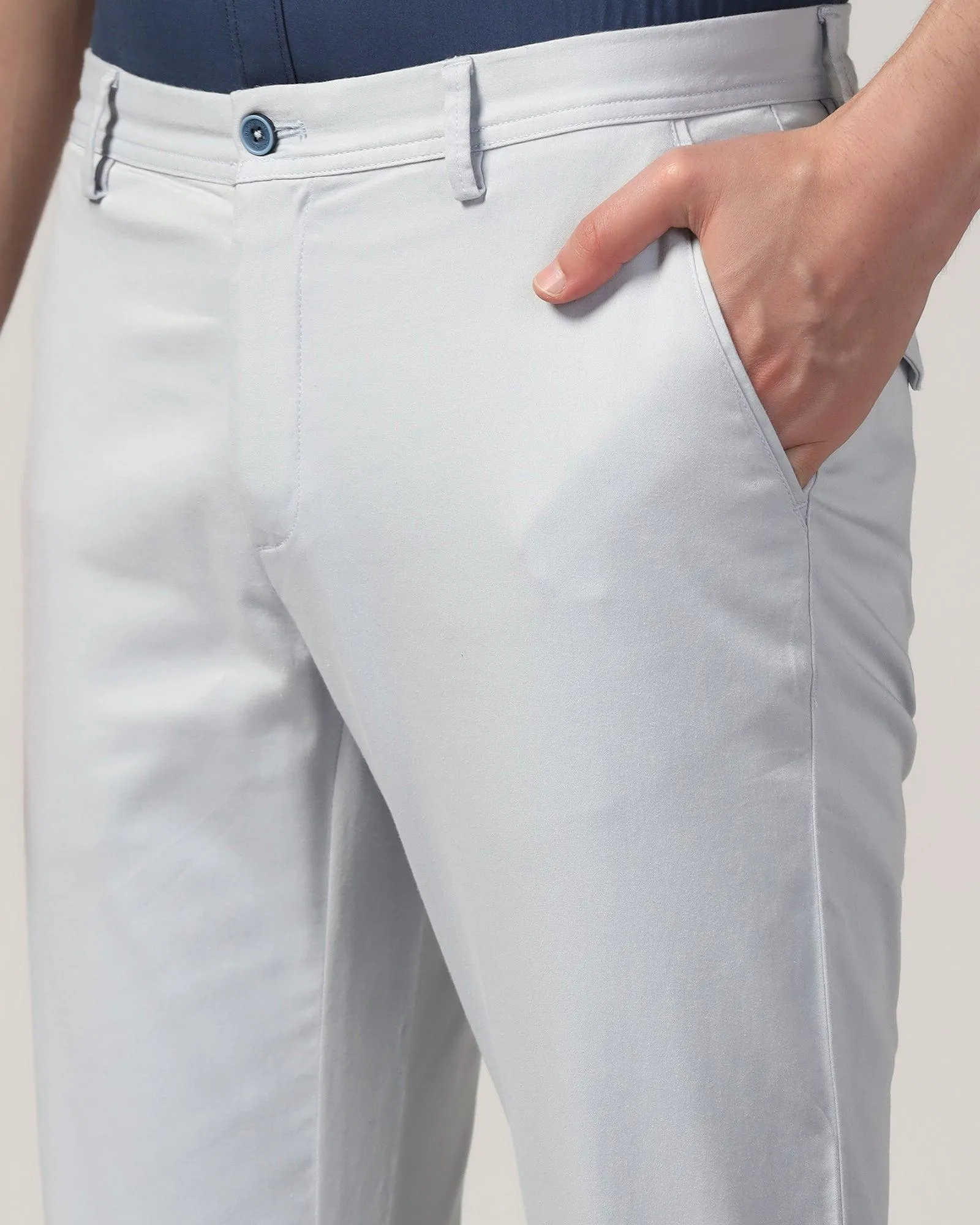 Flared bottom Slim Comfort B-95 Casual Sky Blue Solid Khakis - Sark