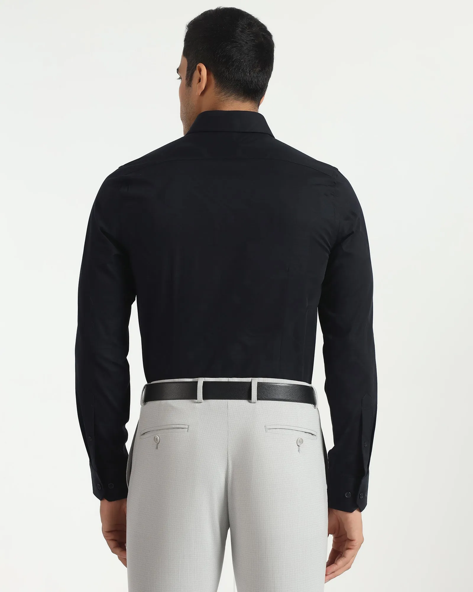 Low Profile Pocket Design Networking Session Formal Navy Jacquard Shirt - Rowan