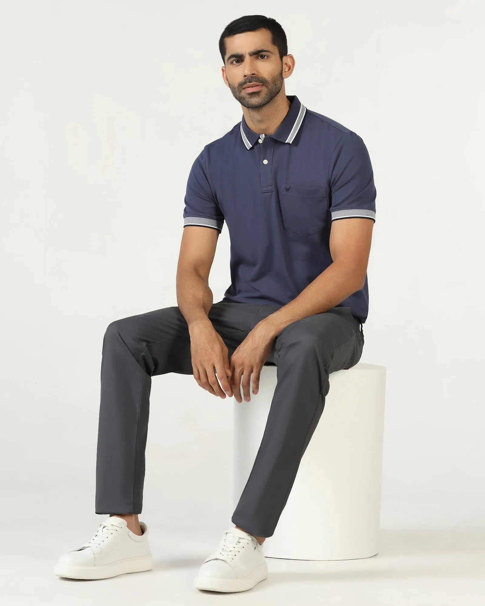 Comfort Wearable Low Profile Fasteners Grey Textured Khakis - Murray