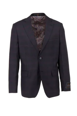 Day To Day FlexibleHoodDesign Tiglio Luxe Black with Plum Windowpane Dolcetto Modern Fit, Pure Wool Jacket TL4236