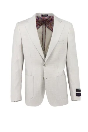 Tiglio Luxe Tan with White Micro Design Veneto/THP Slim Fit half lined, Pure Wool Jacket TL4218 Tagless Neckline Design