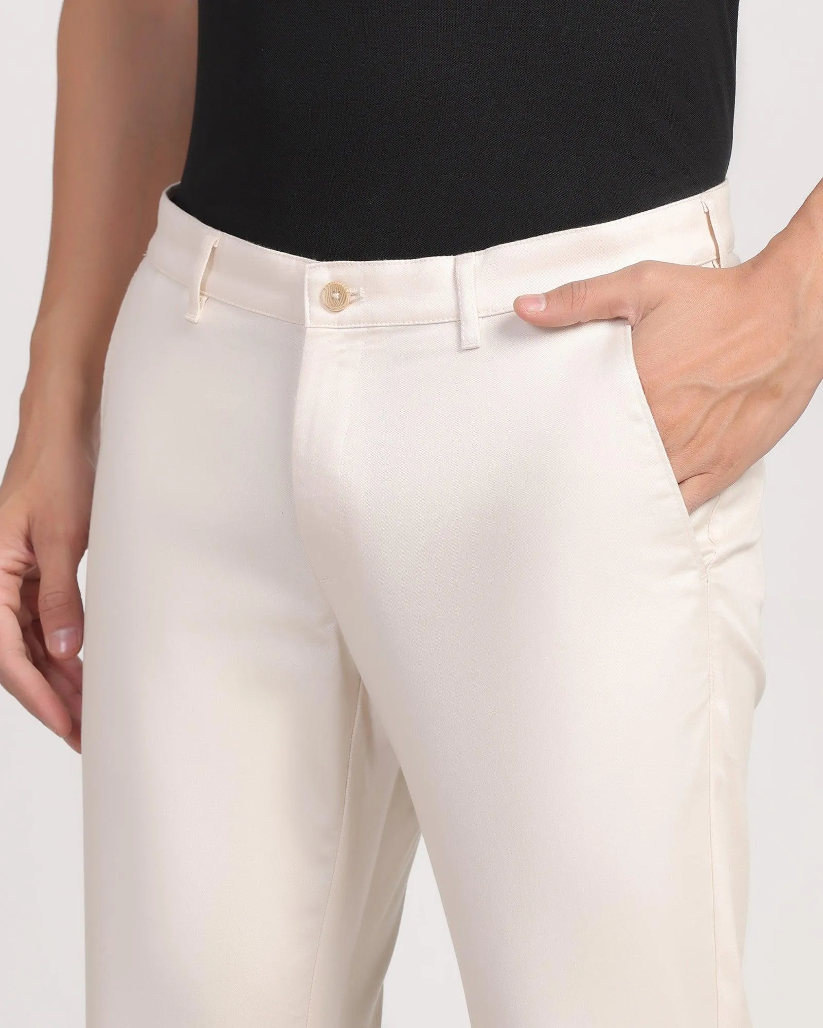 Temp Tech Slim Fit B-91 Casual Beige Solid Khakis - Henry Non Slip Waistband Quick Access Zippers