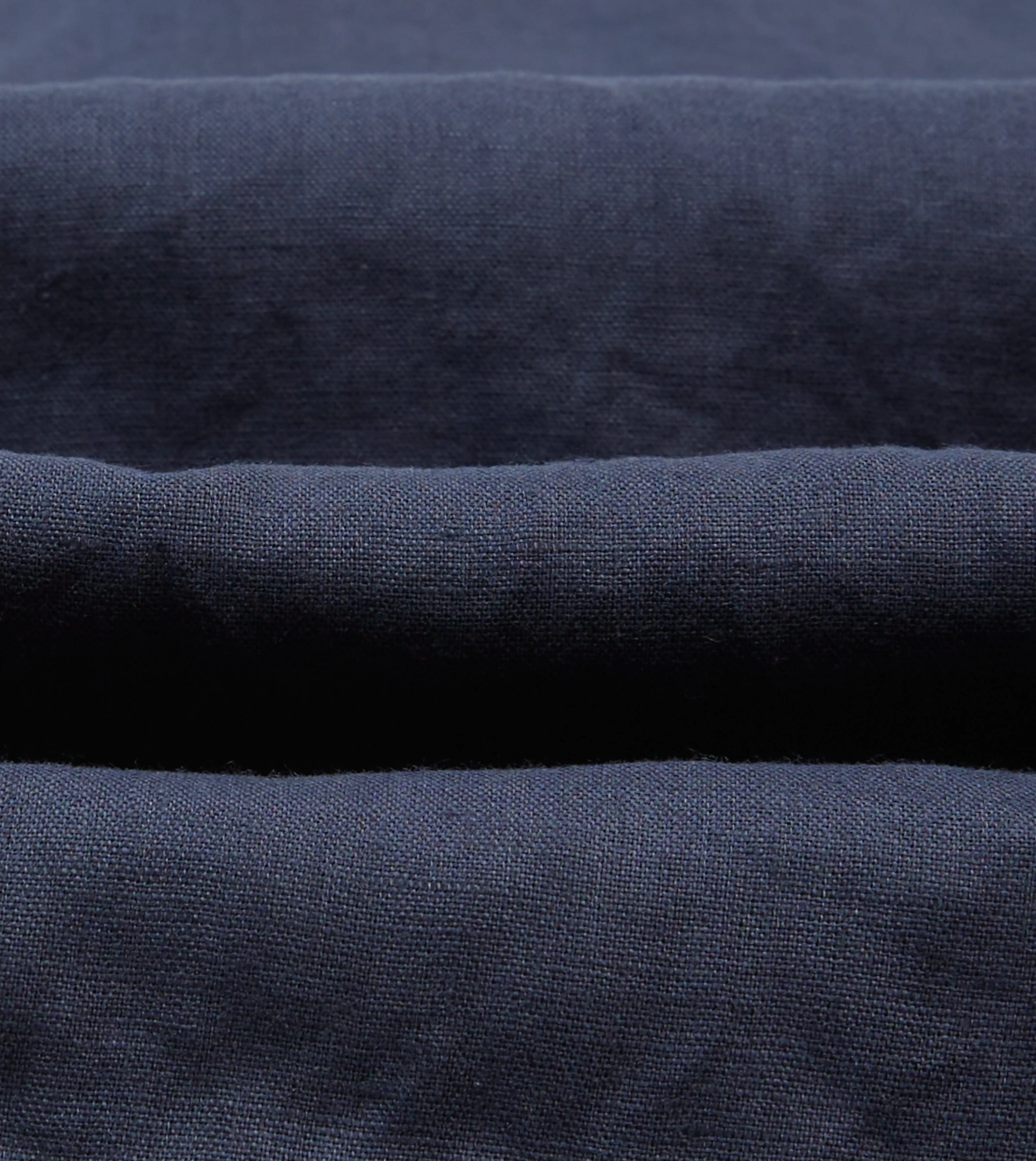 Navy Linen Mandarin Collar Popover Shirt Winter Comfort Thermoregulating Layer