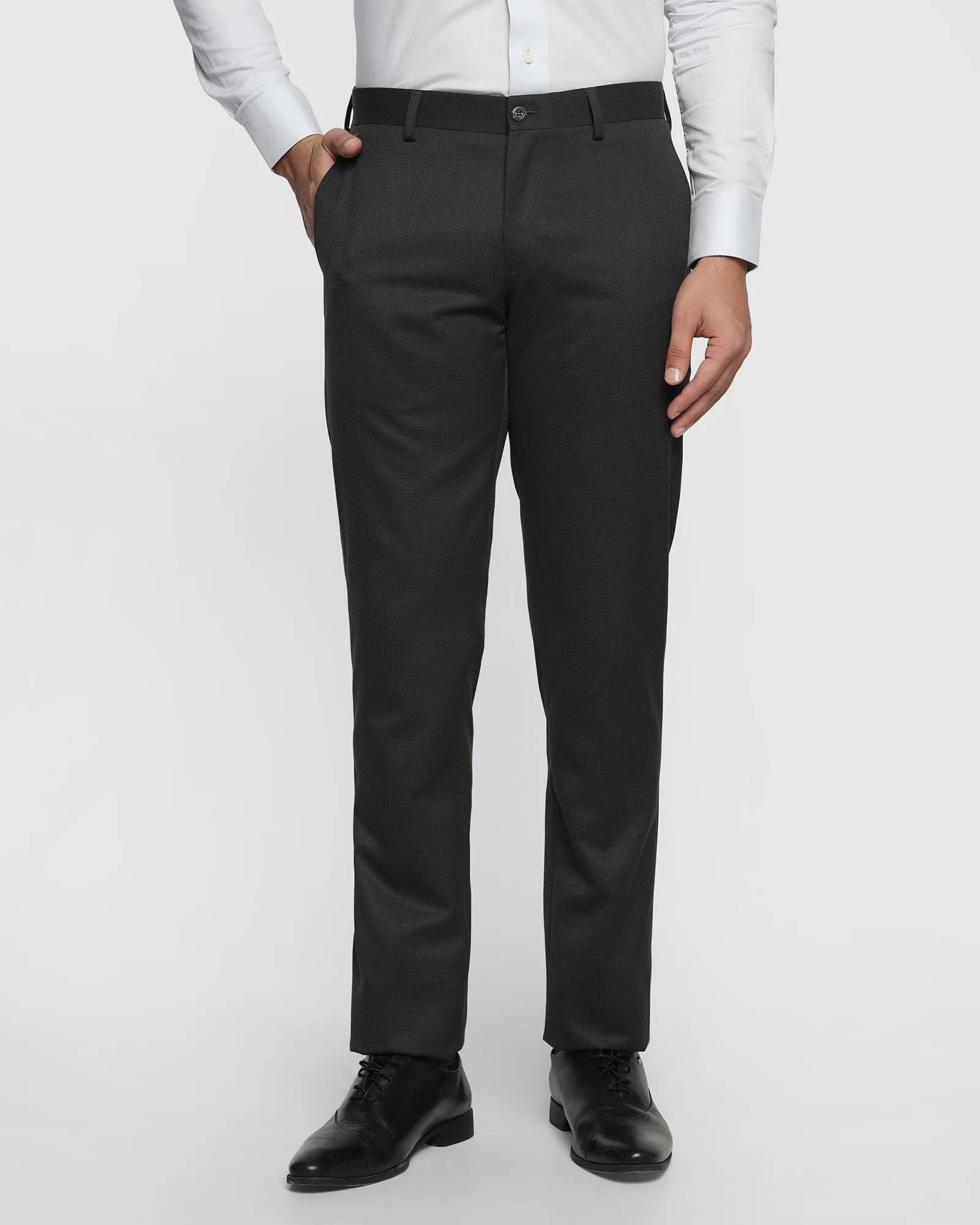 Slim Comfort B-95 Formal Charcoal Textured Trouser - Belur Reflective details