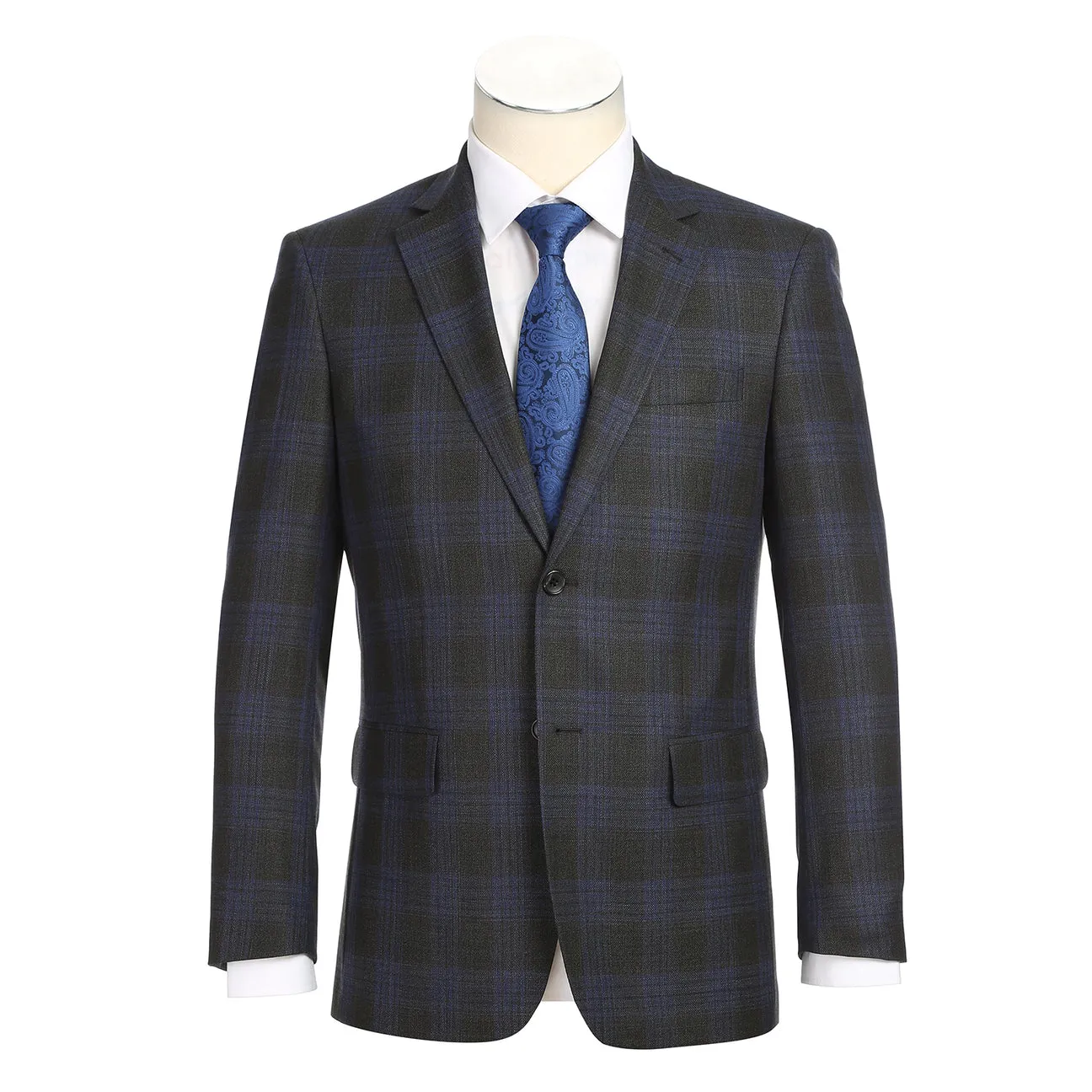 Alessandro Vitello by Renoir New Slim Fit Wool Gray Blue Blazer 565-12 Lightweight Warmth Core