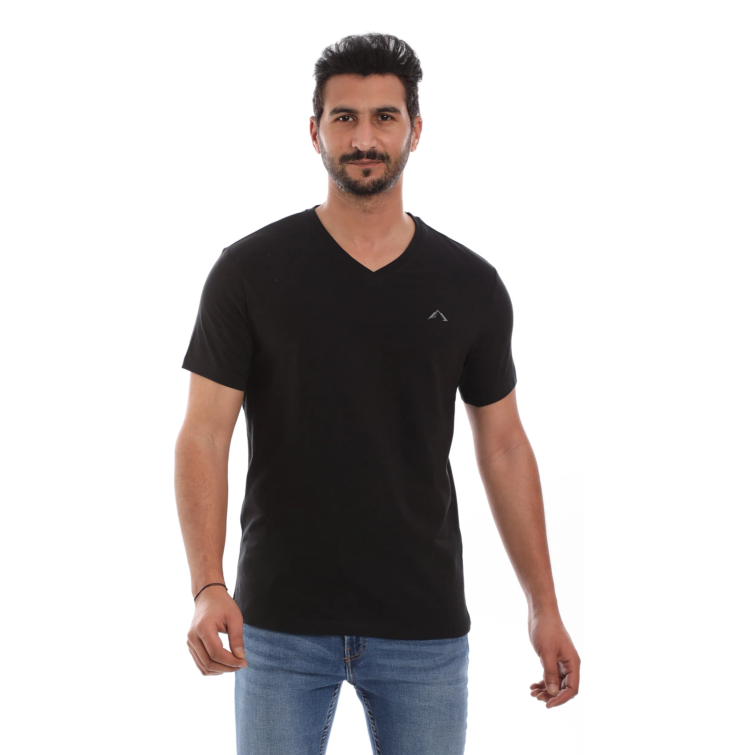 MEN??S BLACK COTTON RICH V-NECK TSHIRT (SLIM FIT) - 3 PK Fresh Trend