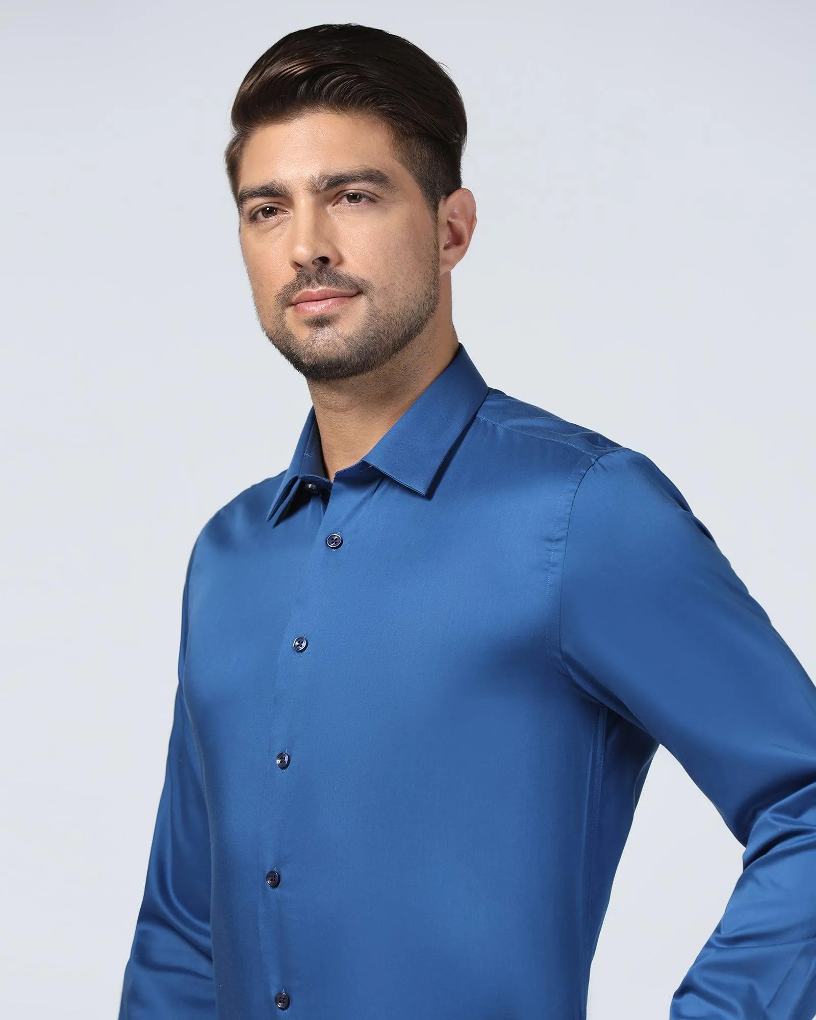 Athleisure Wear Formal Cobalt Solid Shirt - Alice