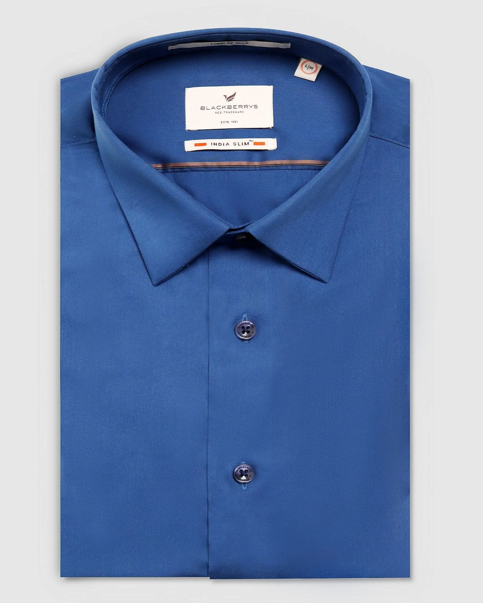 Flatlock stitching Quick Release Placket Formal Cobalt Solid Shirt - Alice
