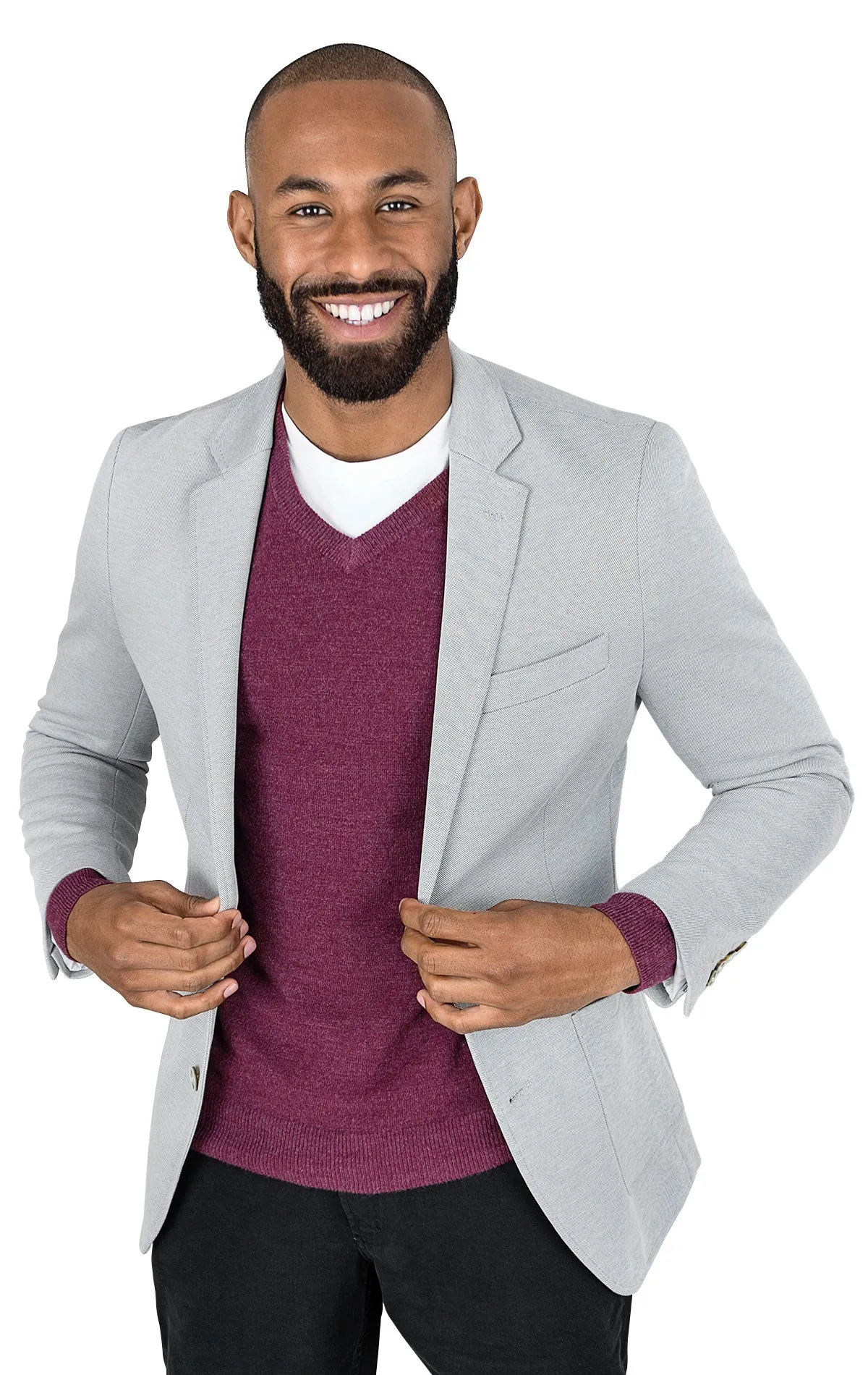 Classic Ribbed Cuffs ARUBA GREY SLIM FIT BLAZER