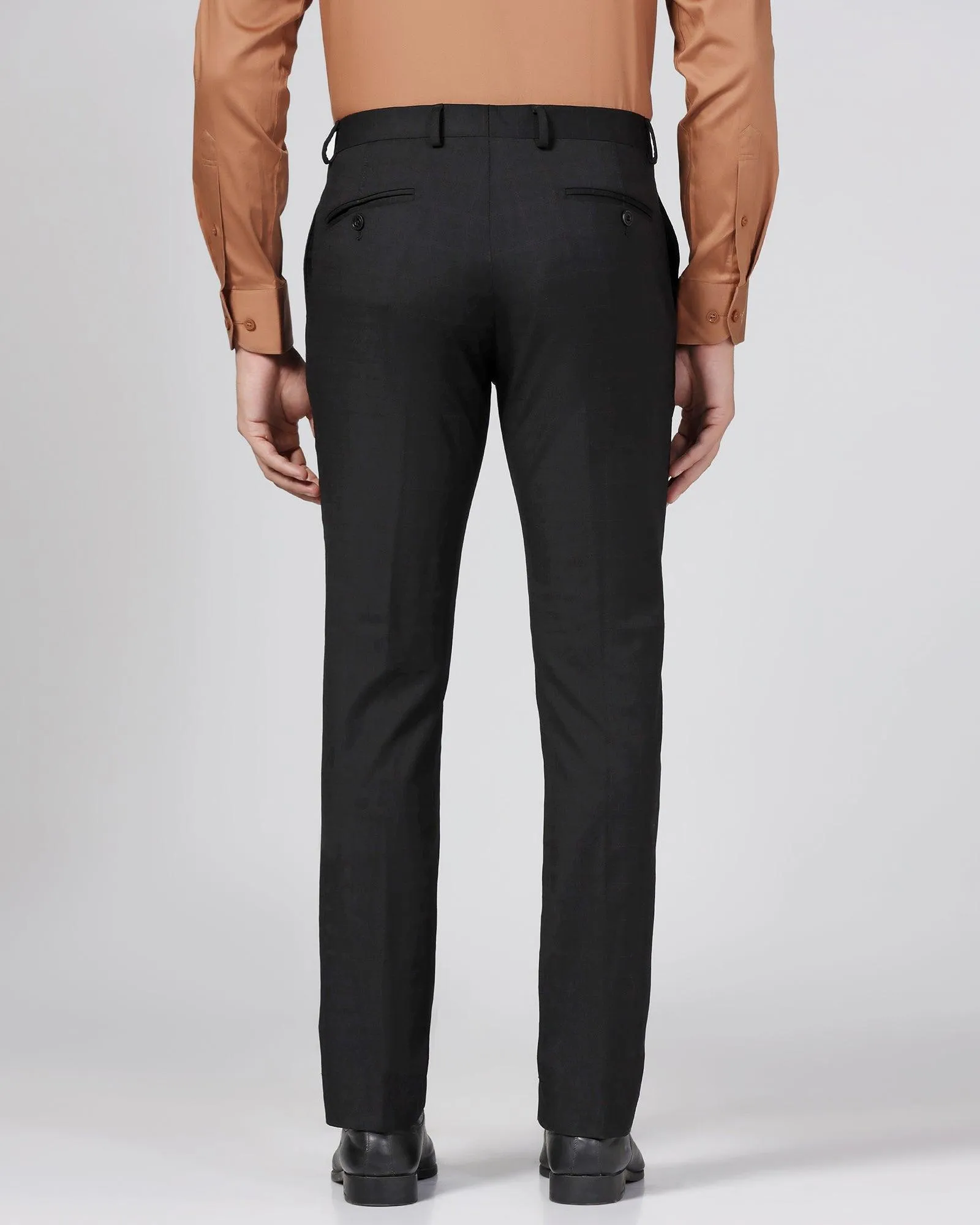 Comfortable Fit Wear Luxe Slim Comfort B-95 Formal Black Check Trouser - Spectre