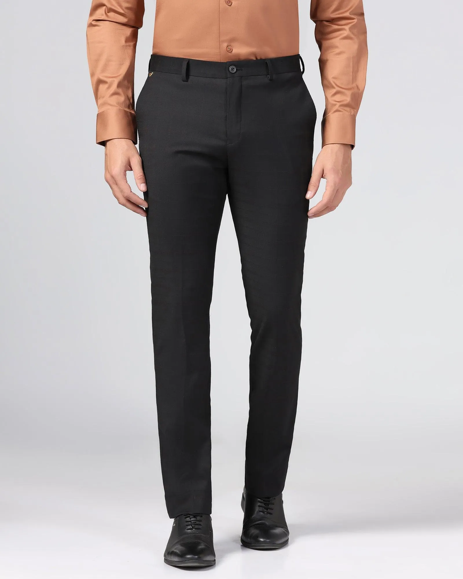 Luxe Slim Comfort B-95 Formal Black Check Trouser - Spectre Airy Feel