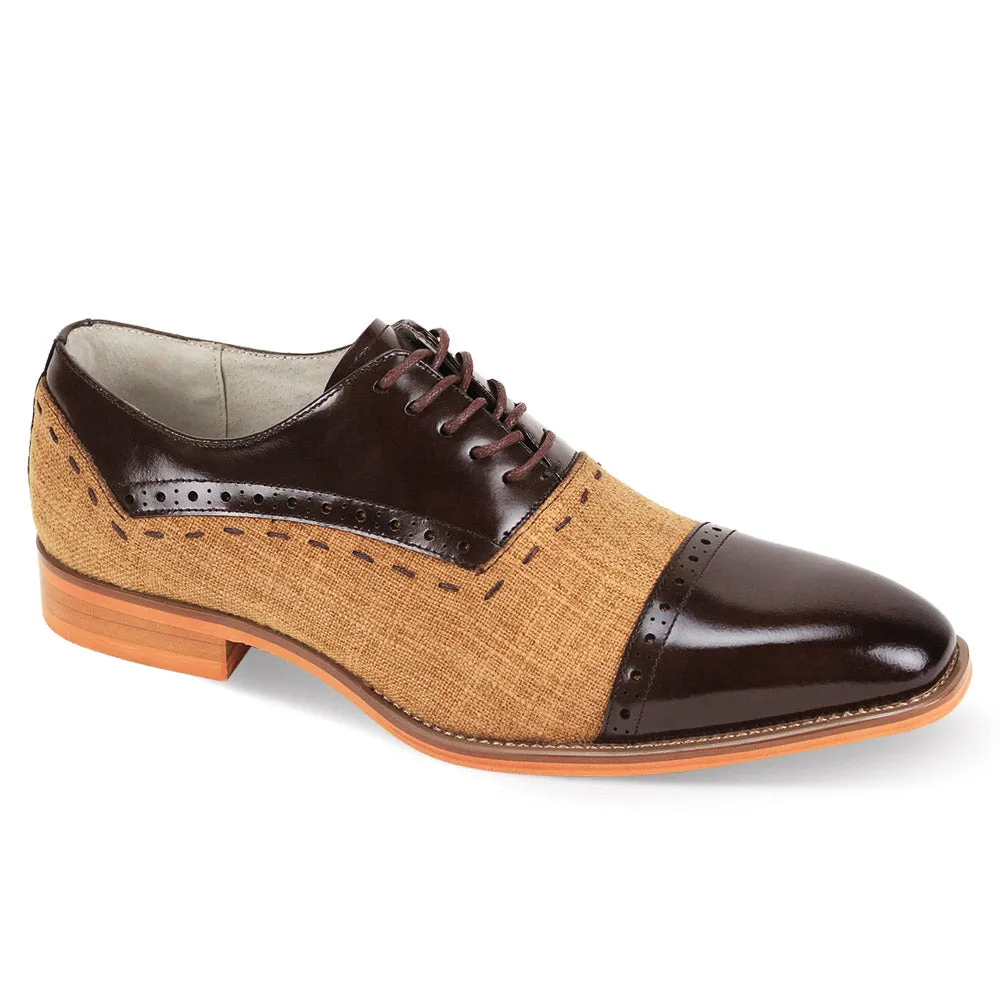 Arch Support Urban Walkers Casual Classics Collection: Linen Cap Toe Lace Shoes in Chocolate Brown & Tan