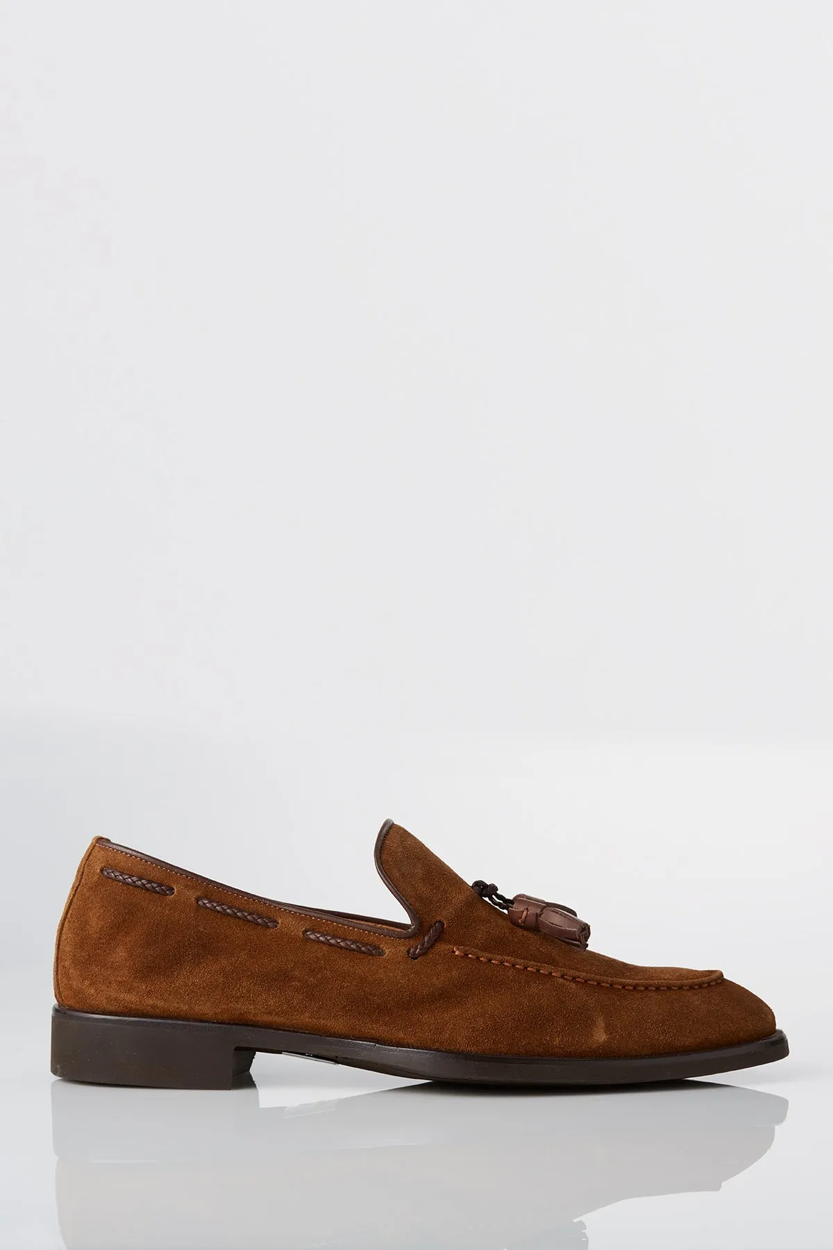 Play Hard Moon Walk David August Suede Tassel Loafer in Cacao