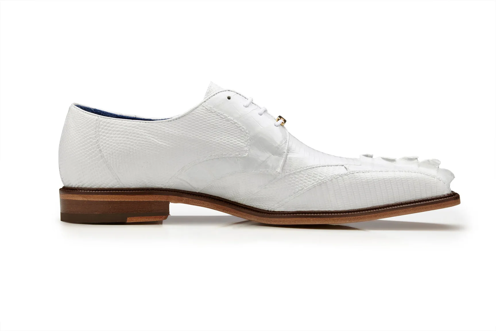 Reinforced Breathable Lining Belvedere - Valter, Genuine Caiman Crocodile and Lizard Dress Shoe - White - 1480 (IN STORE)