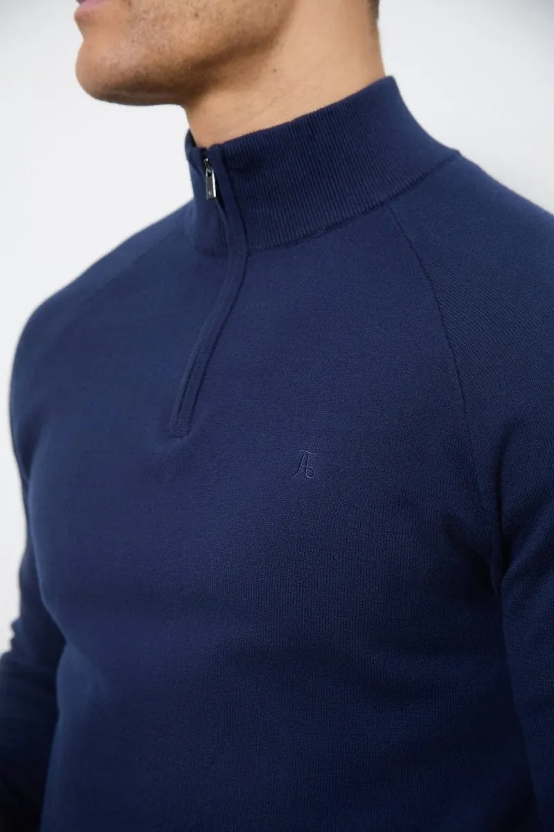 Half Zip Neck in Navy EasyCareMaterial Cultural Fit