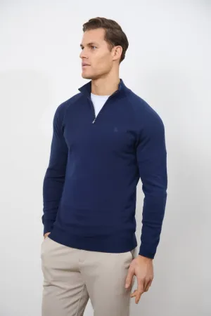 Half Zip Neck in Navy Streetwear Style Moon Cool
