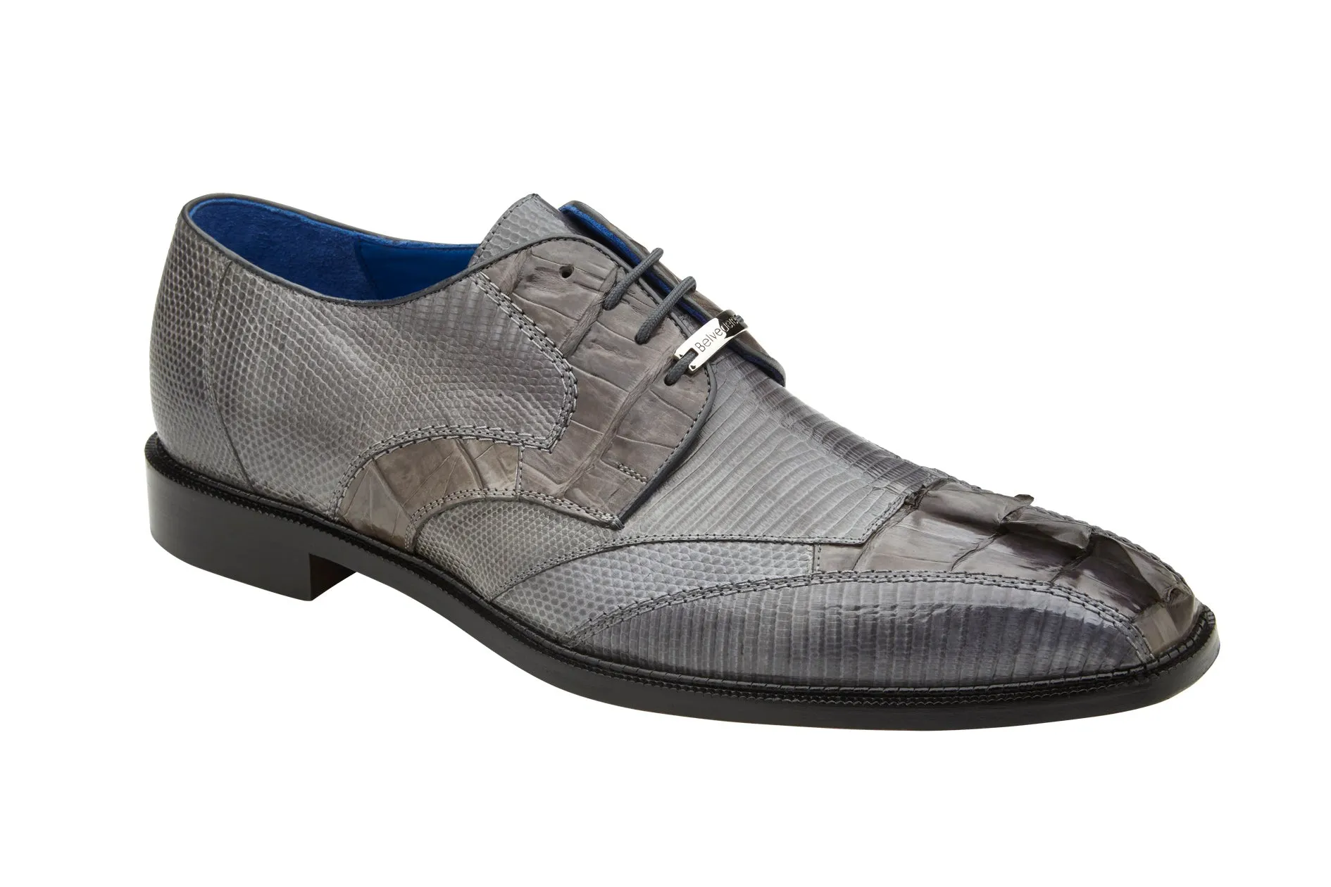 Smart Fit Belvedere - Valter, Genuine Caiman Crocodile and Lizard Dress Shoe - Gray - 1480 (IN STORE)