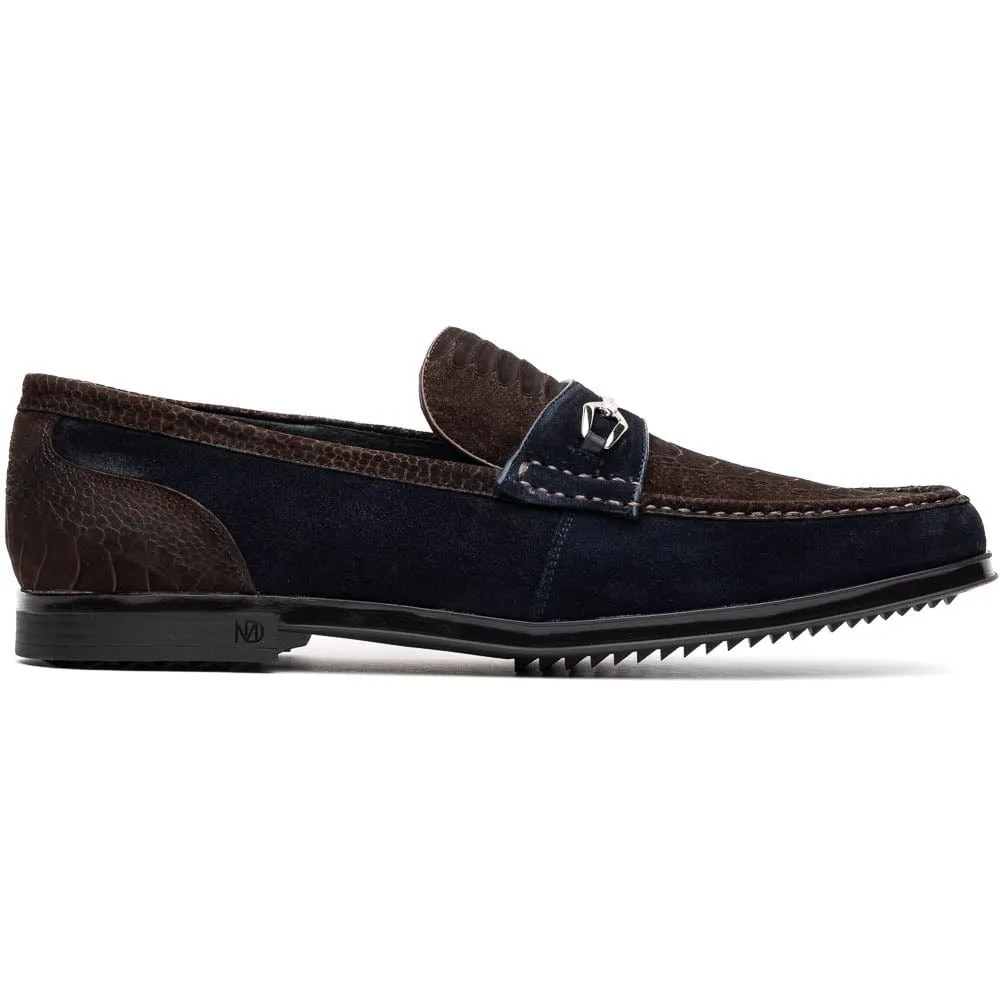 Hugo Ostrich Brown / Navy Stride Smooth