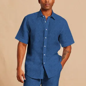 Inserch SS Linen Shirt SS717-00181 River Blue Comfort Design Casual Footwear