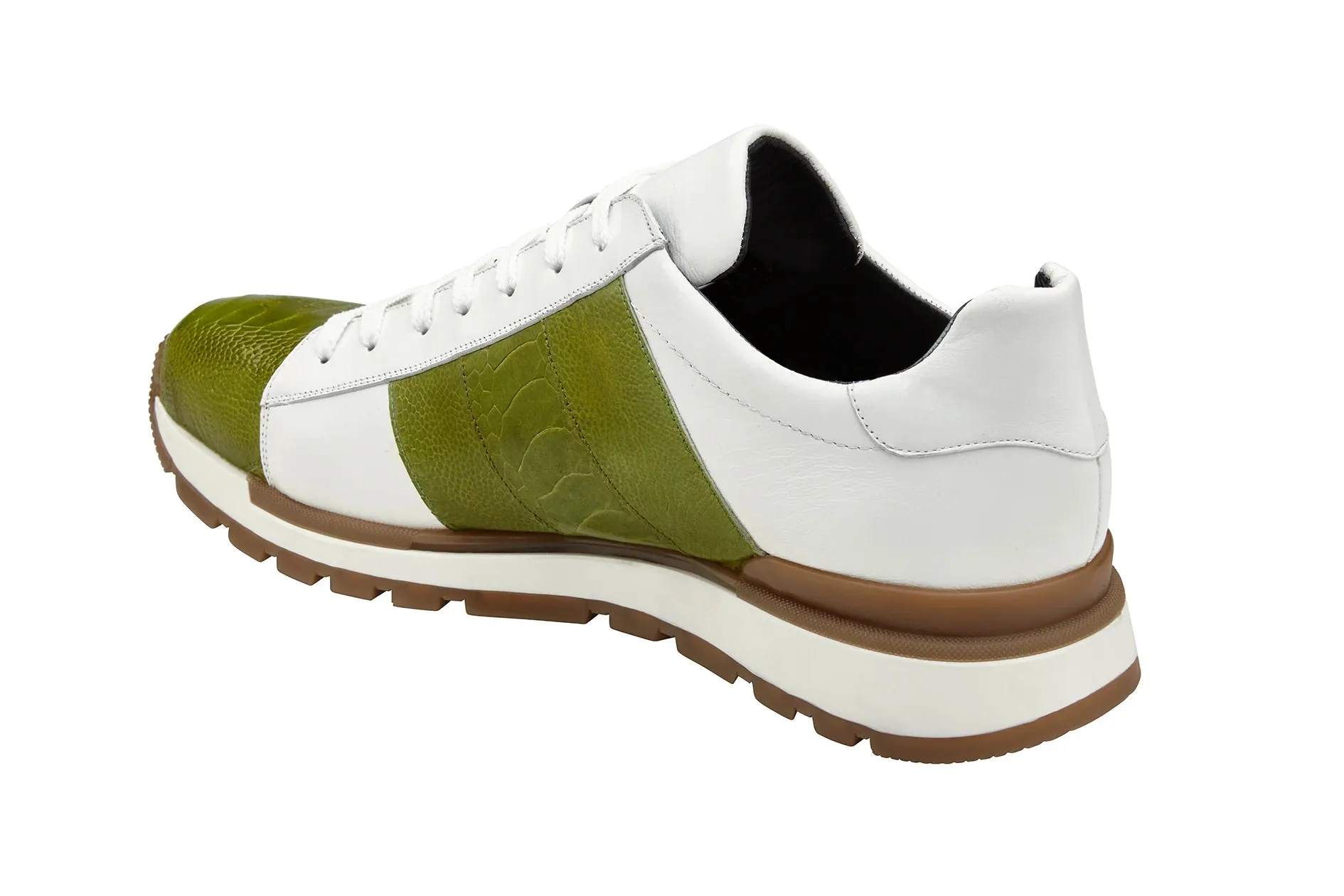 Belvedere Blake Lime & White Ostrich & Italian Calf Leather Sneaker Long distance