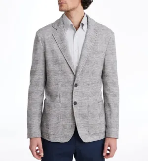 Simple Fit BreathableFabric Emanuel Berg Premium Jersey Stretch D-Constructed Shirt Jacket in Light Grey Plaid