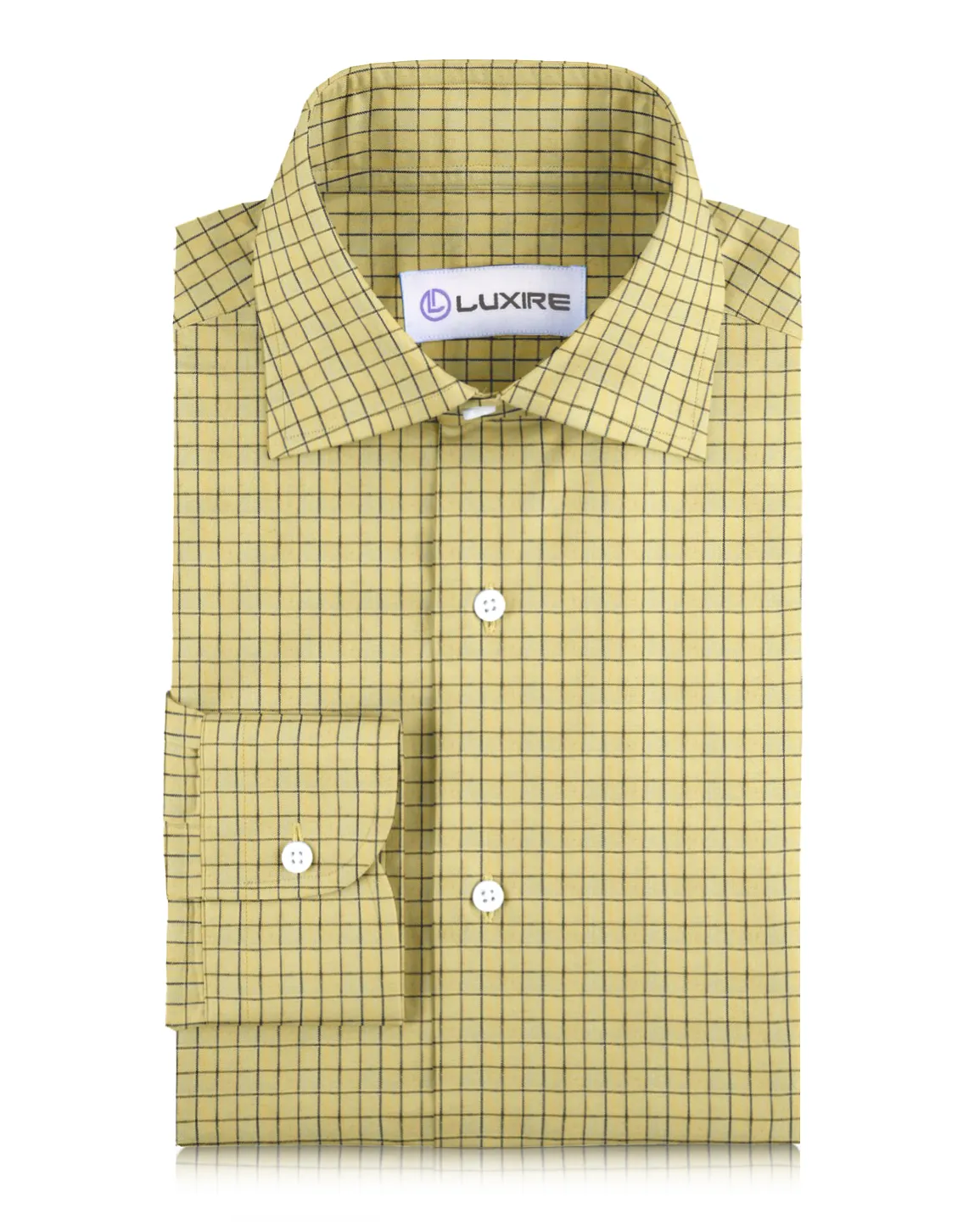 Linen: Yellow with Blue Black Graph Checks Recycled Fit Layered Shirt