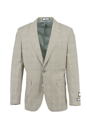 Tiglio Flex Pistachio with Cream Windowpane Capri Jacket, Wool Stretch Contemporary Fit WS8506 Magnetic Fasteners Gloss Free Texture