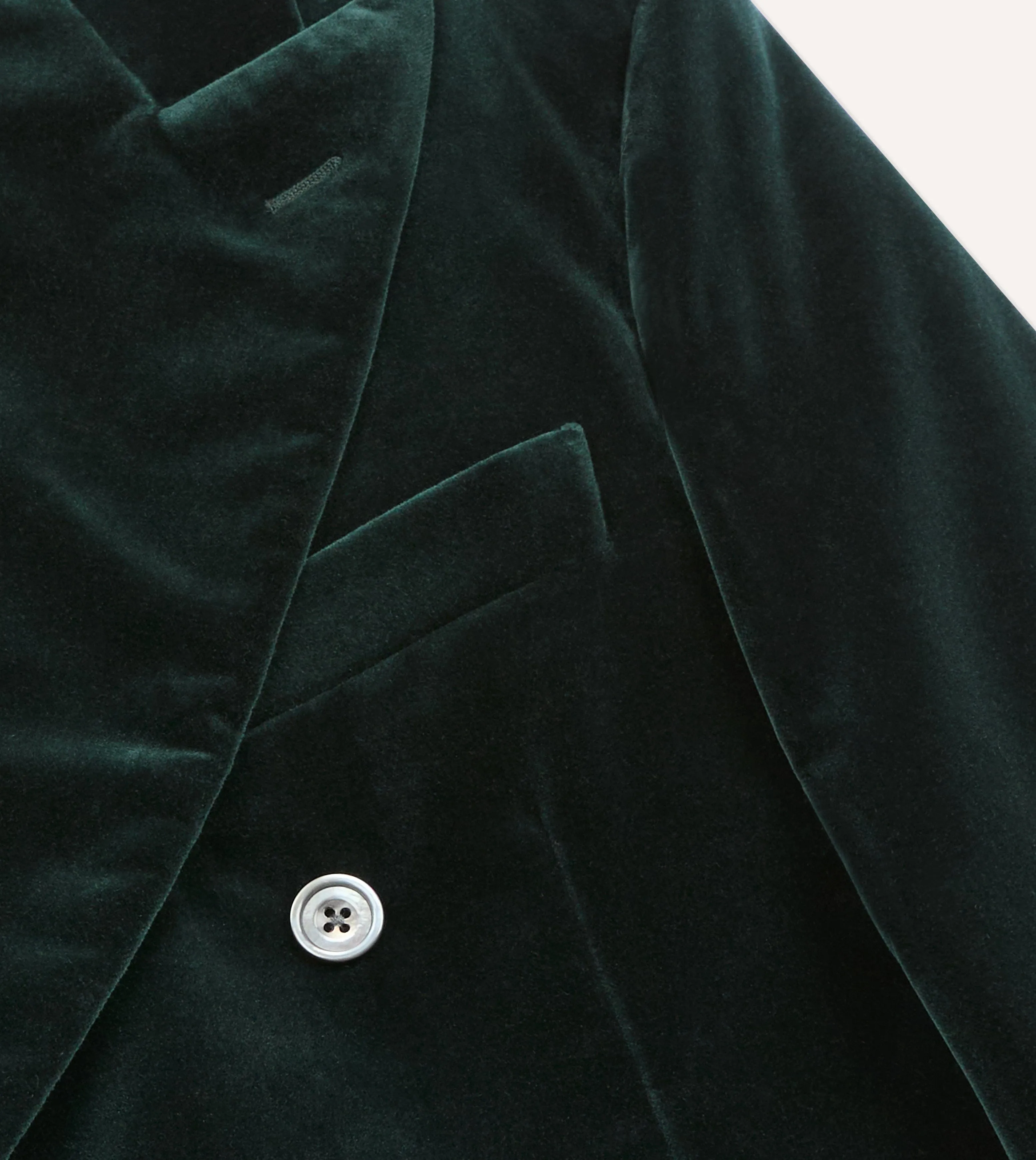 Green Velvet Double-Breasted Blazer Neutral Tone SeamSealed Edges