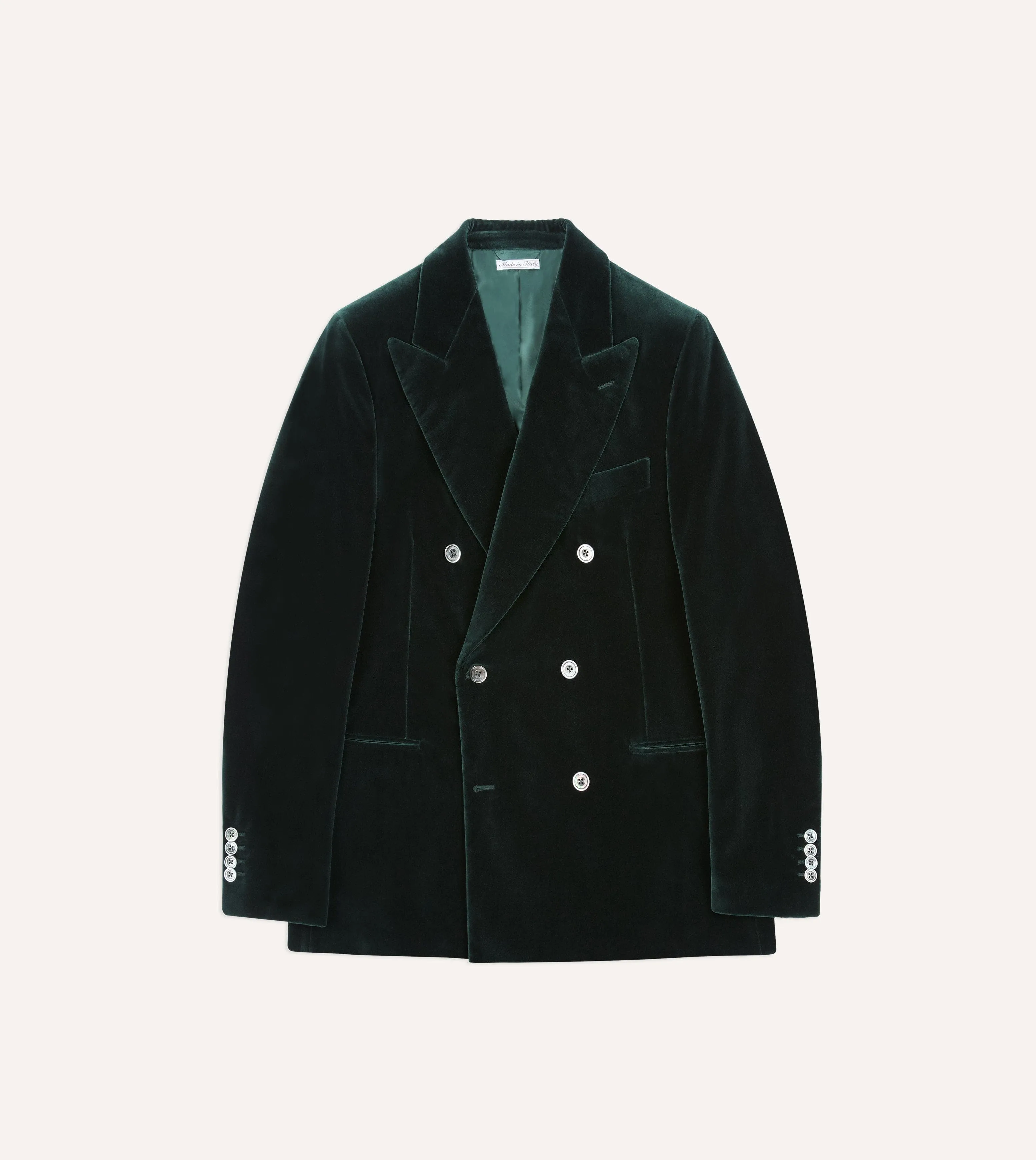 Neutral Street Style WaterResistant Coating Green Velvet Double-Breasted Blazer