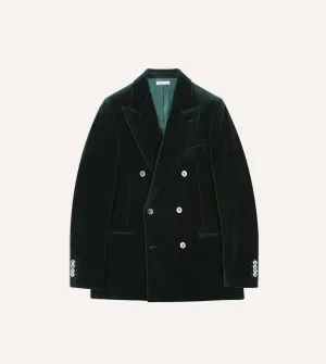 Neutral Street Style WaterResistant Coating Green Velvet Double-Breasted Blazer